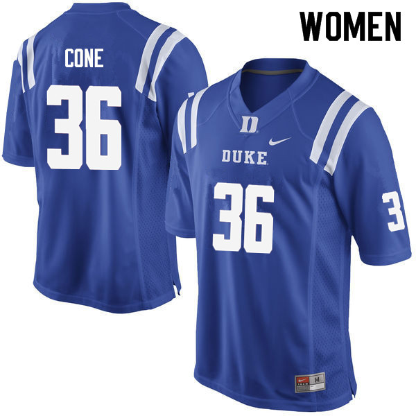 Women #36 Matthew Cone Duke Blue Devils College Football Jerseys Sale-Blue - Click Image to Close